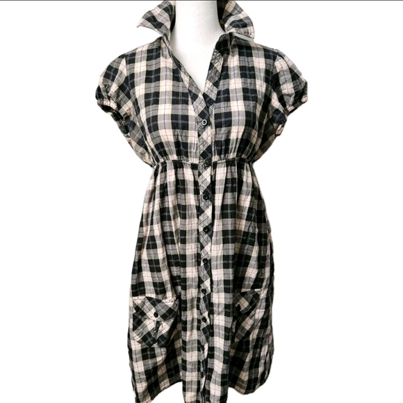 lei Dresses & Skirts - l.e.i Sundresses by Taylor Swift Black Plaid Button-down Dress Size L (Juniors)